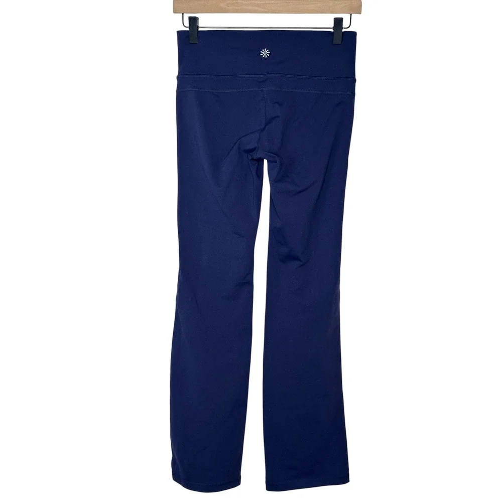 Athleta Bootcut Yoga Pants Small Petite Navy Blue Side Pockets Activewear